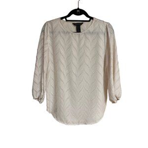 Investments  S White Chiffon 3/4 Sleeve Blouse